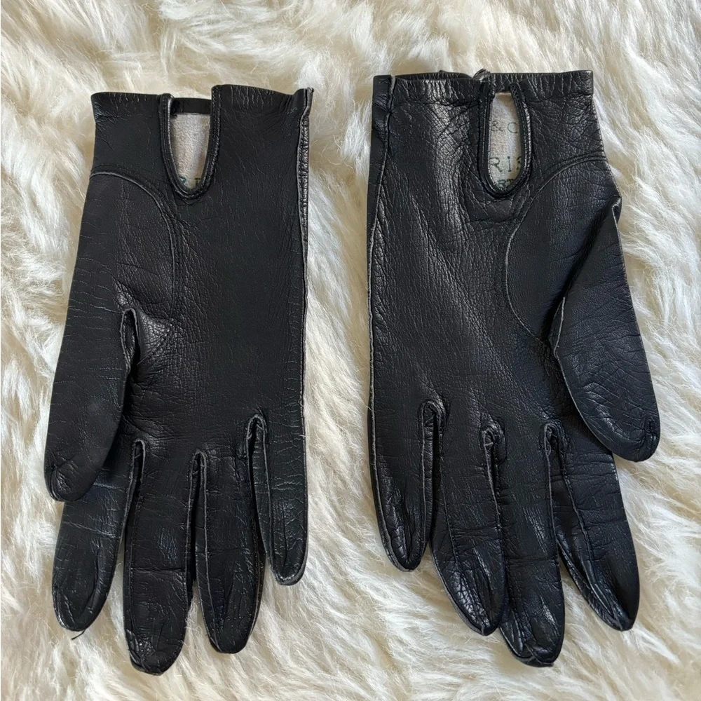 ARIS Leather Gloves With a Bow Made in Germany 6.5